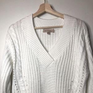 Philosophy White V-Neck Sweater (M)